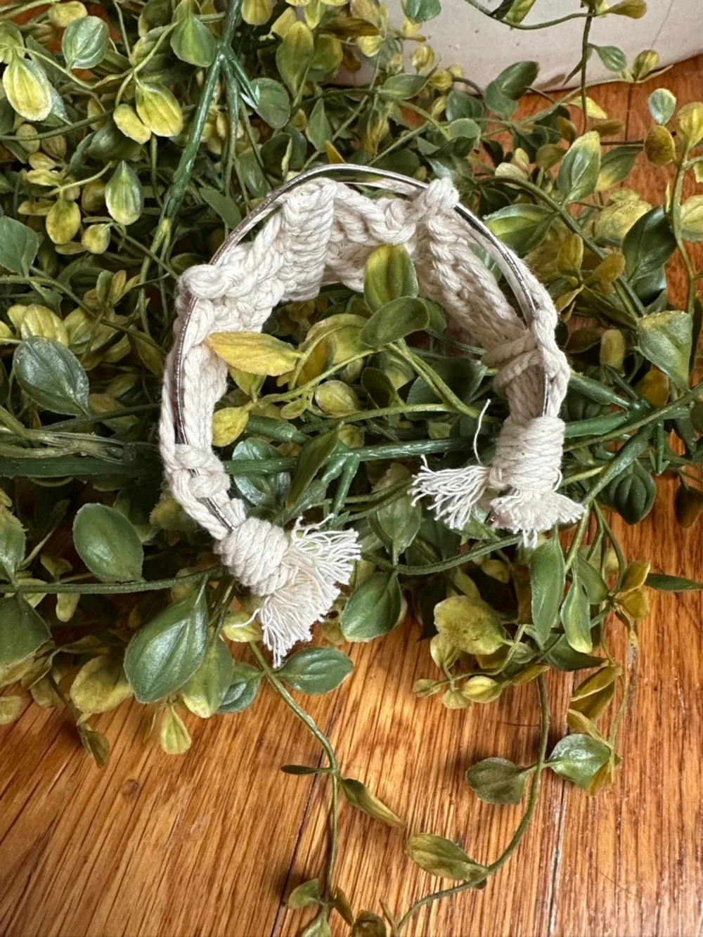 Handcrafted Macrame Cuff Bracelet - Cream